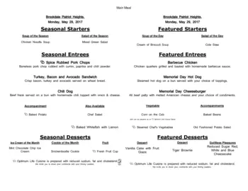 Dining menu of The Healthcare Center at Patriot Heights, Assisted Living, Nursing Home, Independent Living, CCRC, San Antonio, TX 16