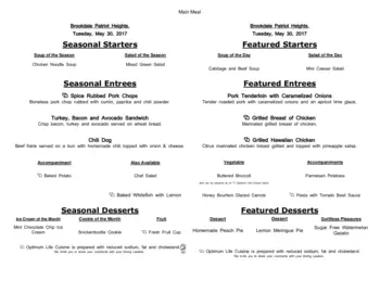 Dining menu of The Healthcare Center at Patriot Heights, Assisted Living, Nursing Home, Independent Living, CCRC, San Antonio, TX 17