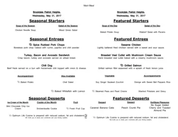 Dining menu of The Healthcare Center at Patriot Heights, Assisted Living, Nursing Home, Independent Living, CCRC, San Antonio, TX 18