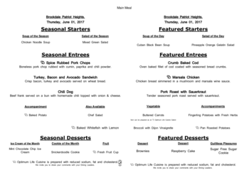 Dining menu of The Healthcare Center at Patriot Heights, Assisted Living, Nursing Home, Independent Living, CCRC, San Antonio, TX 19