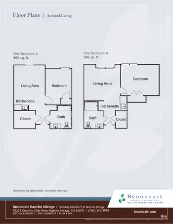 Floorplan of Brookdale Rancho Mirage, Assisted Living, Nursing Home, Independent Living, CCRC, Rancho Mirage, CA 1