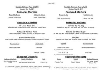 Dining menu of Richmond Place, Assisted Living, Nursing Home, Independent Living, CCRC, Lexington, KY 16