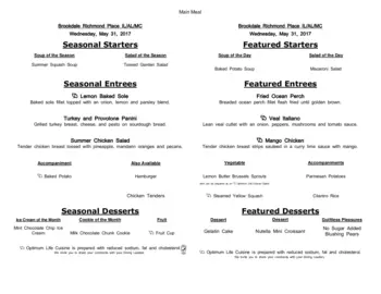 Dining menu of Richmond Place, Assisted Living, Nursing Home, Independent Living, CCRC, Lexington, KY 18