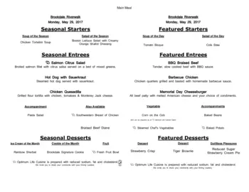 Dining menu of Brookdale Riverwalk, Assisted Living, Nursing Home, Independent Living, CCRC, Bakersfield, CA 16