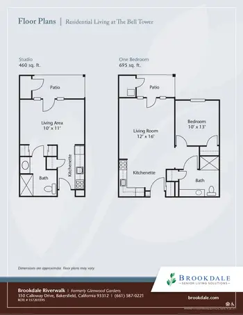 Floorplan of Brookdale Riverwalk, Assisted Living, Nursing Home, Independent Living, CCRC, Bakersfield, CA 1