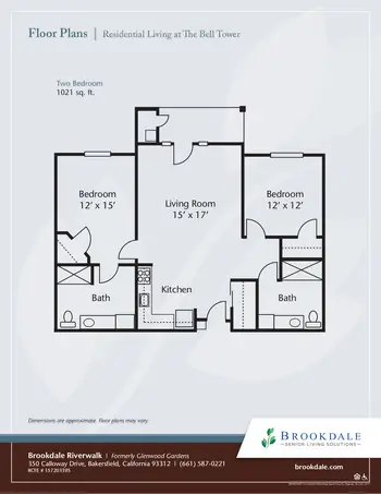 Floorplan of Brookdale Riverwalk, Assisted Living, Nursing Home, Independent Living, CCRC, Bakersfield, CA 2
