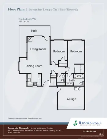 Floorplan of Brookdale Riverwalk, Assisted Living, Nursing Home, Independent Living, CCRC, Bakersfield, CA 3