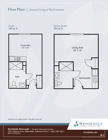 Floorplan of Brookdale Riverwalk, Assisted Living, Nursing Home, Independent Living, CCRC, Bakersfield, CA 4