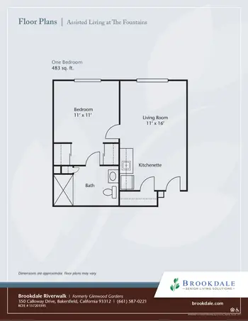 Floorplan of Brookdale Riverwalk, Assisted Living, Nursing Home, Independent Living, CCRC, Bakersfield, CA 5