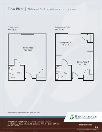 Floorplan of Brookdale Riverwalk, Assisted Living, Nursing Home, Independent Living, CCRC, Bakersfield, CA 6