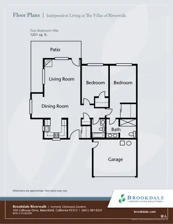 Floorplan of Brookdale Riverwalk, Assisted Living, Nursing Home, Independent Living, CCRC, Bakersfield, CA 10