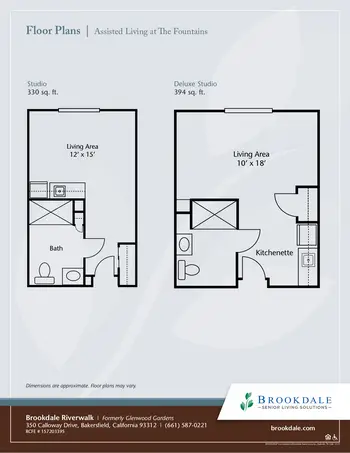 Floorplan of Brookdale Riverwalk, Assisted Living, Nursing Home, Independent Living, CCRC, Bakersfield, CA 11