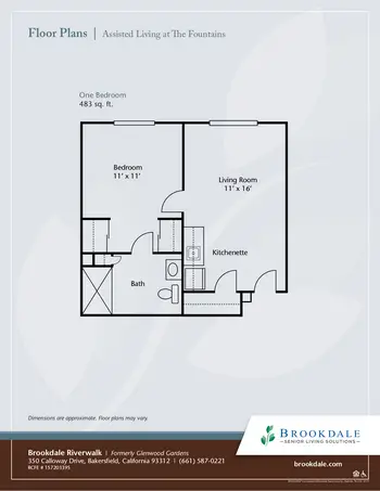 Floorplan of Brookdale Riverwalk, Assisted Living, Nursing Home, Independent Living, CCRC, Bakersfield, CA 12
