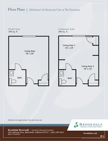 Floorplan of Brookdale Riverwalk, Assisted Living, Nursing Home, Independent Living, CCRC, Bakersfield, CA 13