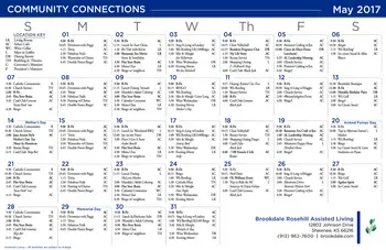 Activity Calendar of Brookdale Rosehill, Assisted Living, Nursing Home, Independent Living, CCRC, Shawnee, KS 1