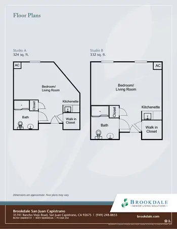 Floorplan of Brookdale San Juan Capistrano, Assisted Living, Nursing Home, Independent Living, CCRC, San Juan Capistrano, CA 4