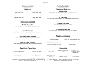 Dining menu of Brookdale Santa Catalina, Assisted Living, Nursing Home, Independent Living, CCRC, Tucson, AZ 18