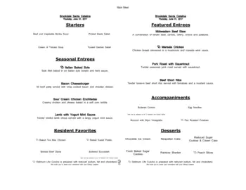 Dining menu of Brookdale Santa Catalina, Assisted Living, Nursing Home, Independent Living, CCRC, Tucson, AZ 19