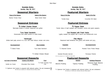 Dining menu of Brookdale Skyline, Assisted Living, Nursing Home, Independent Living, CCRC, Colorado Springs, CO 15