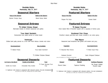 Dining menu of Brookdale Skyline, Assisted Living, Nursing Home, Independent Living, CCRC, Colorado Springs, CO 18