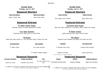 Dining menu of Brookdale Skyline, Assisted Living, Nursing Home, Independent Living, CCRC, Colorado Springs, CO 19