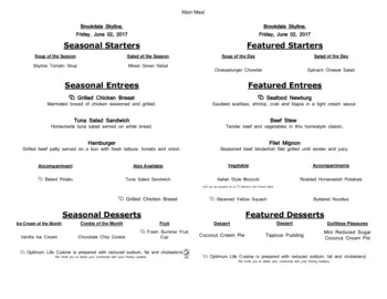 Dining menu of Brookdale Skyline, Assisted Living, Nursing Home, Independent Living, CCRC, Colorado Springs, CO 20