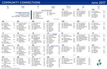Activity Calendar of Brookdale South Bay, Assisted Living, Nursing Home, Independent Living, CCRC, South Kingstown, RI 1