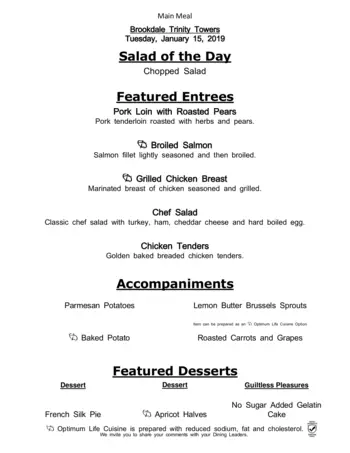 Dining menu of Brookdale Trinity Towers, Assisted Living, Nursing Home, Independent Living, CCRC, Corpus Christi, TX 10