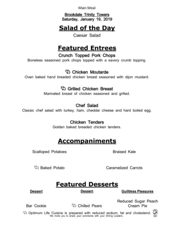 Dining menu of Brookdale Trinity Towers, Assisted Living, Nursing Home, Independent Living, CCRC, Corpus Christi, TX 14