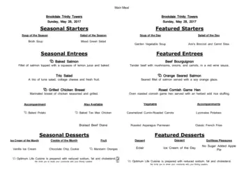 Dining menu of Brookdale Trinity Towers, Assisted Living, Nursing Home, Independent Living, CCRC, Corpus Christi, TX 15