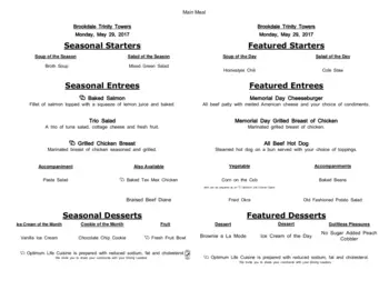 Dining menu of Brookdale Trinity Towers, Assisted Living, Nursing Home, Independent Living, CCRC, Corpus Christi, TX 16