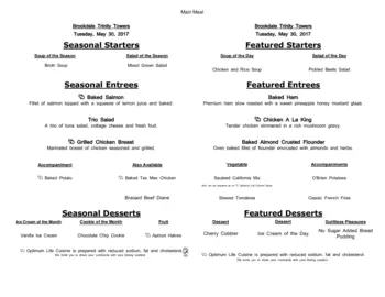 Dining menu of Brookdale Trinity Towers, Assisted Living, Nursing Home, Independent Living, CCRC, Corpus Christi, TX 17