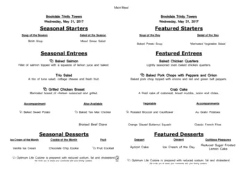 Dining menu of Brookdale Trinity Towers, Assisted Living, Nursing Home, Independent Living, CCRC, Corpus Christi, TX 18
