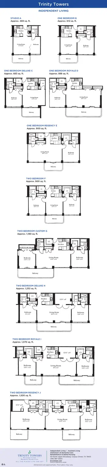Floorplan of Brookdale Trinity Towers, Assisted Living, Nursing Home, Independent Living, CCRC, Corpus Christi, TX 9