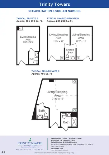 Floorplan of Brookdale Trinity Towers, Assisted Living, Nursing Home, Independent Living, CCRC, Corpus Christi, TX 11