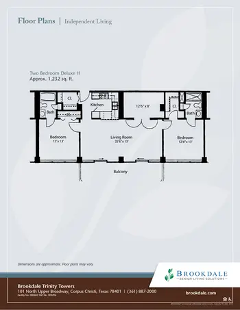 Floorplan of Brookdale Trinity Towers, Assisted Living, Nursing Home, Independent Living, CCRC, Corpus Christi, TX 16