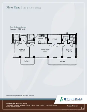 Floorplan of Brookdale Trinity Towers, Assisted Living, Nursing Home, Independent Living, CCRC, Corpus Christi, TX 17