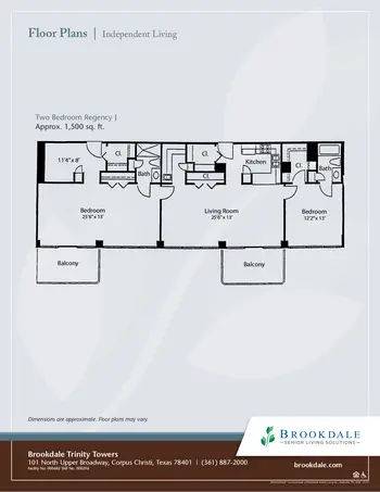 Floorplan of Brookdale Trinity Towers, Assisted Living, Nursing Home, Independent Living, CCRC, Corpus Christi, TX 18