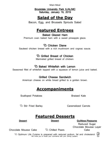 Dining menu of Brookdale University Park Birmingham, Assisted Living, Nursing Home, Independent Living, CCRC, Birmingham, AL 14