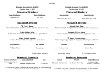 Dining menu of Brookdale University Park Birmingham, Assisted Living, Nursing Home, Independent Living, CCRC, Birmingham, AL 19