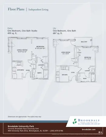 Floorplan of Brookdale University Park Birmingham, Assisted Living, Nursing Home, Independent Living, CCRC, Birmingham, AL 1