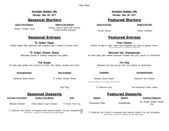 Dining menu of Brookdale Westlake Hills, Assisted Living, Nursing Home, Independent Living, CCRC, Austin, TX 16