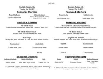 Dining menu of Brookdale Westlake Hills, Assisted Living, Nursing Home, Independent Living, CCRC, Austin, TX 17