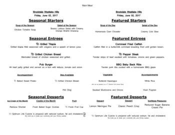 Dining menu of Brookdale Westlake Hills, Assisted Living, Nursing Home, Independent Living, CCRC, Austin, TX 20