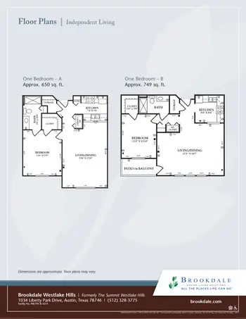 Floorplan of Brookdale Westlake Hills, Assisted Living, Nursing Home, Independent Living, CCRC, Austin, TX 1