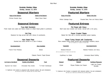 Dining menu of Brookdale Westlake Village, Assisted Living, Nursing Home, Independent Living, CCRC, Westlake, OH 8