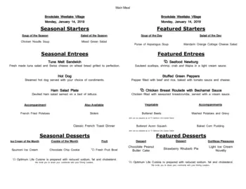 Dining menu of Brookdale Westlake Village, Assisted Living, Nursing Home, Independent Living, CCRC, Westlake, OH 9