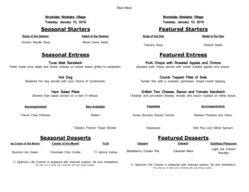 Dining menu of Brookdale Westlake Village, Assisted Living, Nursing Home, Independent Living, CCRC, Westlake, OH 10