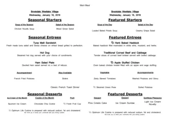Dining menu of Brookdale Westlake Village, Assisted Living, Nursing Home, Independent Living, CCRC, Westlake, OH 11