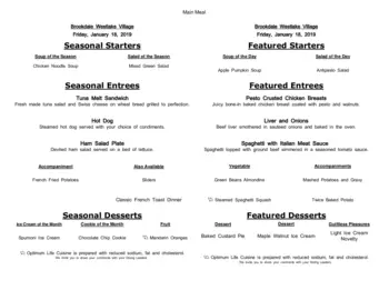 Dining menu of Brookdale Westlake Village, Assisted Living, Nursing Home, Independent Living, CCRC, Westlake, OH 13